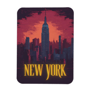 Ímã Iconic New York Cityscape - Skyline noturno