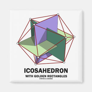 Imã Icosahedron com retângulos dourados (geometria)