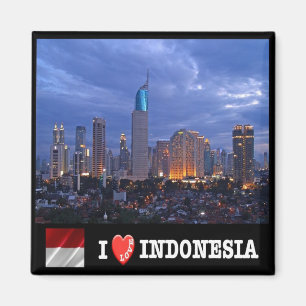 Imã ID - Indonésia - Jakarta Skyline I Love - Colagem