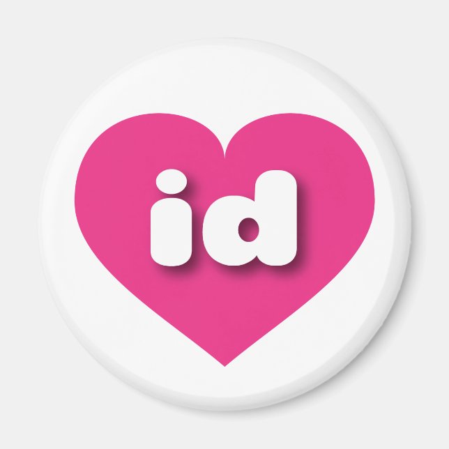 Imã Idaho coração rosa quente - Eu amo id (Frente)