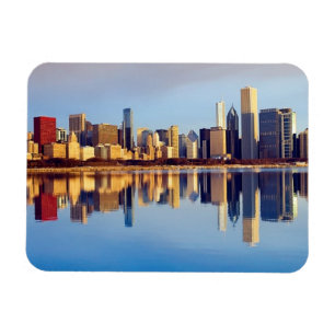 Ímã Ideia da skyline de Chicago com reflexão