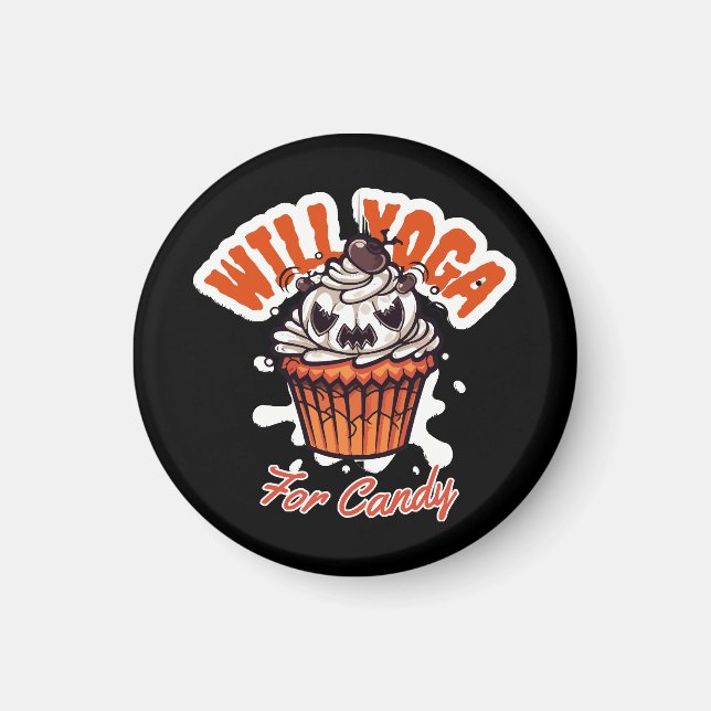 Imã Ideia de Cupcake de Halloween para Yoga das Mães (Frente)