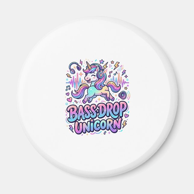 Imã Ideia de Presente Unicórnio Drop de Bass Typografi (Frente)