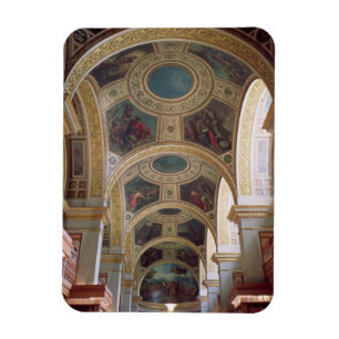 Ímã Ideia do teto coffered da biblioteca com s dourado