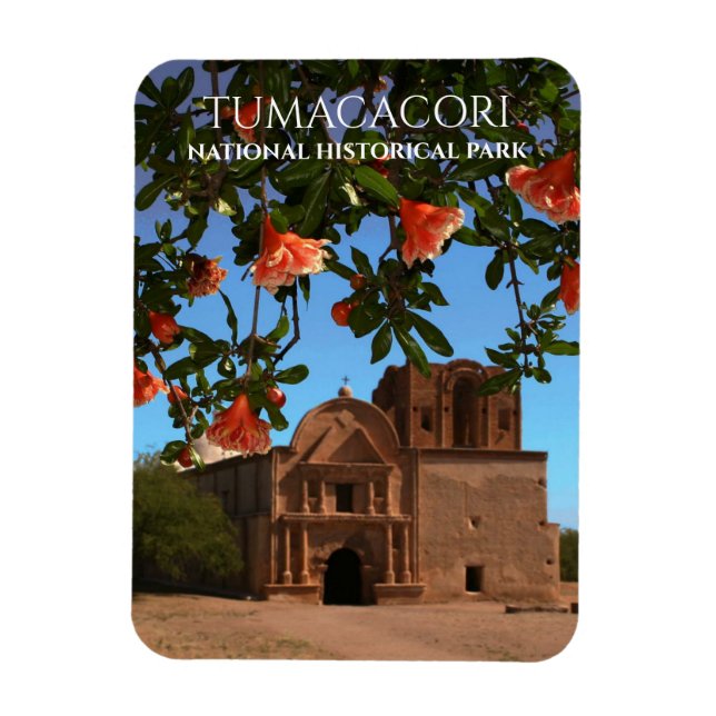 Ímã Igreja da Missão Tumacacori, Blossomas Pomegranato (Vertical)