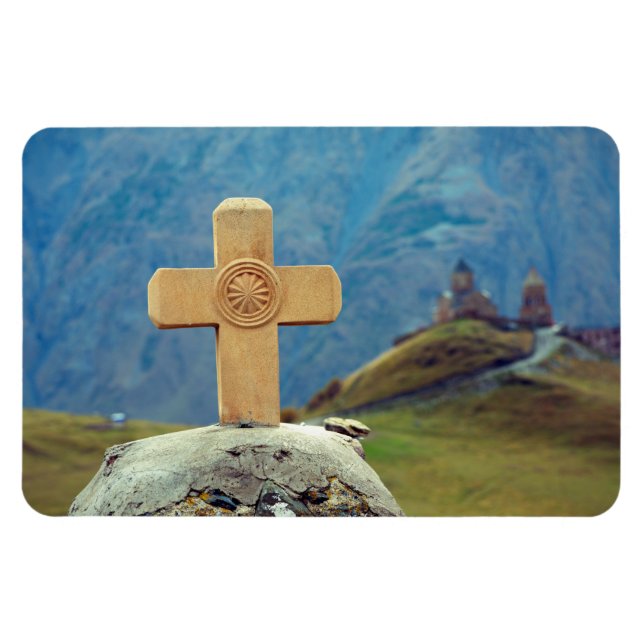 Ímã Igreja da Santa Trindade Stepantsminda Kazbegi Geo (Horizontal)