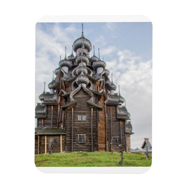 Ímã Igreja de madeira ornamentada, Rússia (Vertical)