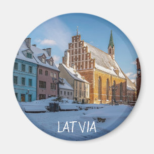 Imã Igreja de Peter no inverno em Riga, Letónia