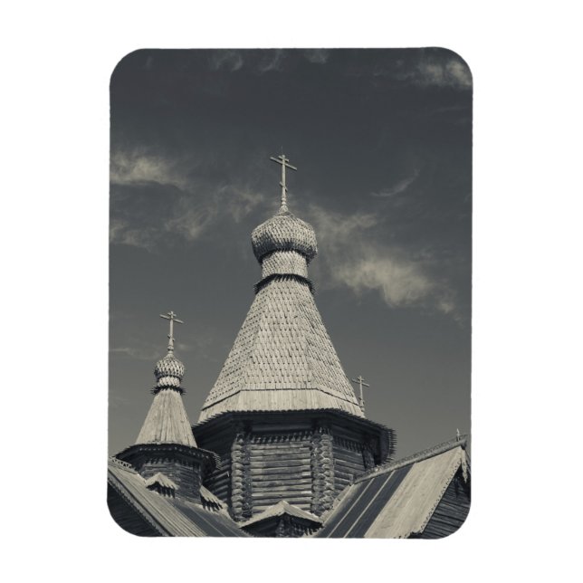 Ímã igreja ortodoxa russa de madeira tradicional (Vertical)