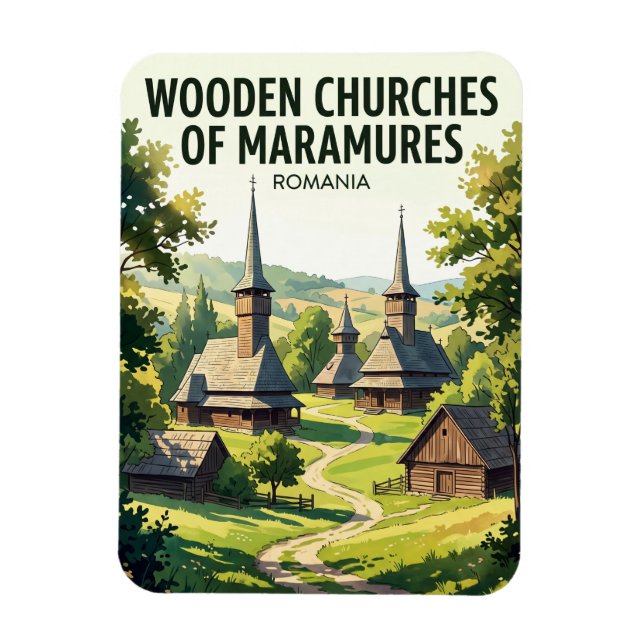 Ímã Igrejas de Madeira de Maramures Romênia (Vertical)