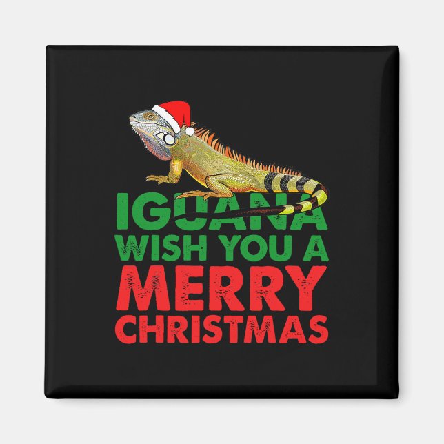 Imã Iguana Deseja Um Feliz Natal Iguana Engraçado  (Frente)