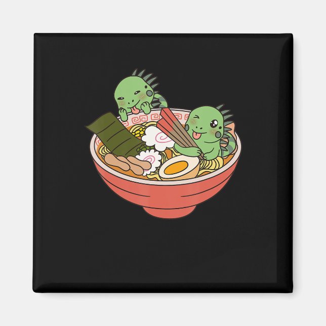 Imã Iguana Kawaii Ramen Funny Pet Gift (Frente)