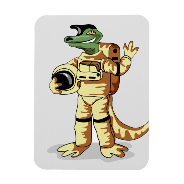 Ímã Iguanodon Vestido Em Um Spacesuit Cosmonauta. (Vertical)