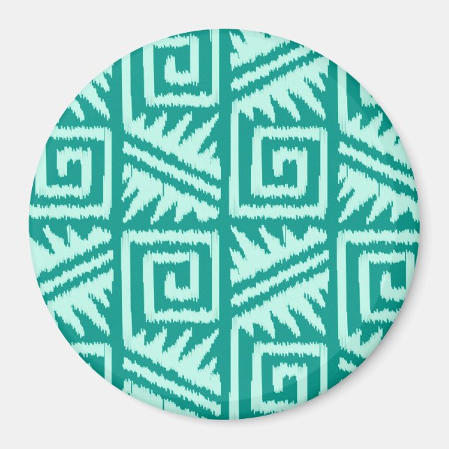 Imã Ikat Aztec Pattern - Turquoise e Aqua (Frente)