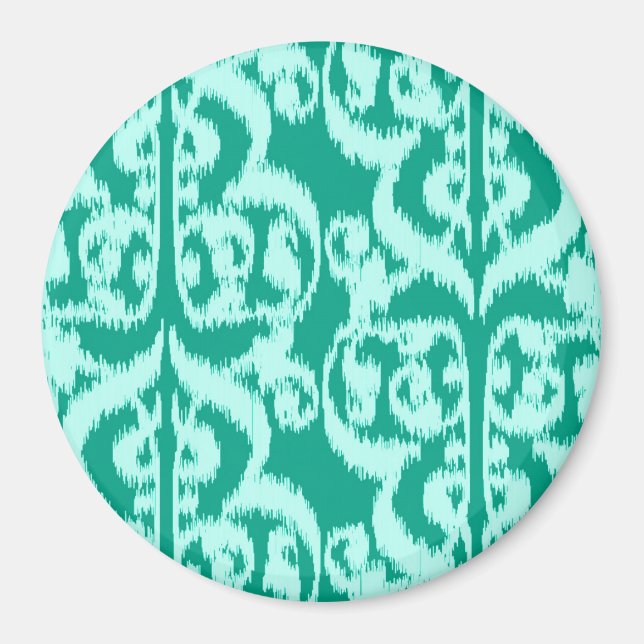 Imã Ikat Moorish Damask - pavão e aqua (Frente)