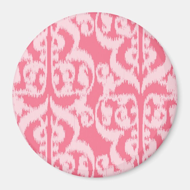 Imã Ikat Moorish Damask - tons de coral rosa (Frente)