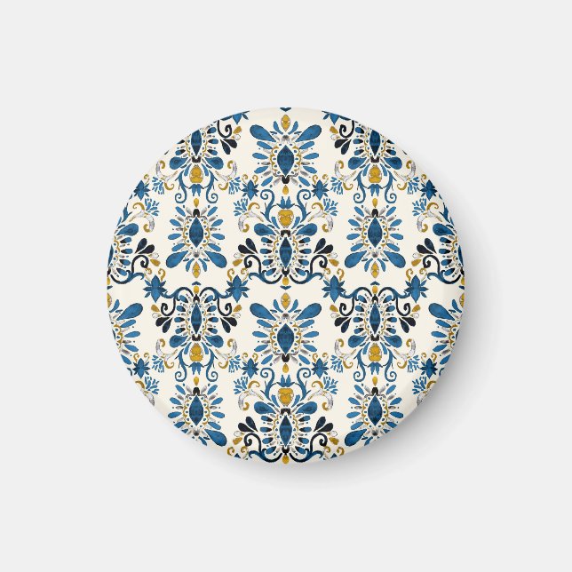 Imã Ikat tie-dye, tribal watercolor (Frente)