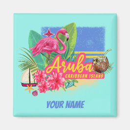 Imã Ilha Caribe Aruba com Flamingo Vintage