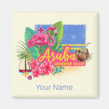 Ilha Caribe Aruba com Flamingo Vintage