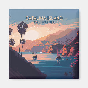 Imã Ilha Catalina California Boats Sunset Retro