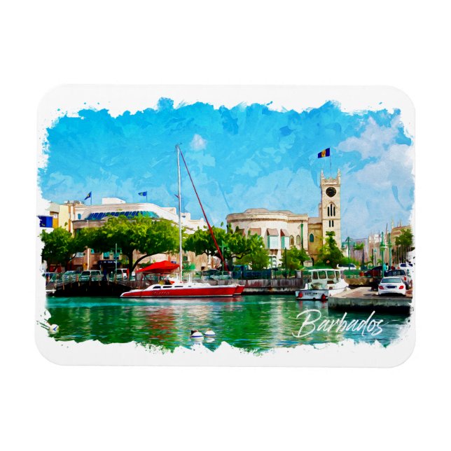 Ímã Ilha Colorida de Caribe Barbados (Horizontal)