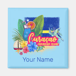 Imã Ilha de caribe Retro Curacao com vinheta de tartar