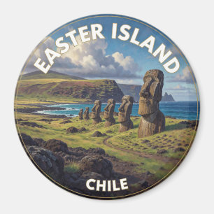 Imã Ilha de Páscoa Chile Moai Paisagem do Pacífico