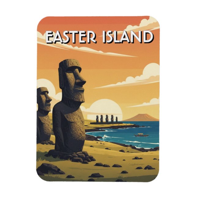 Ímã Ilha de Páscoa Chile Moai Viagem (Vertical)