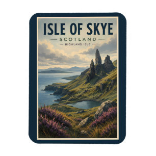 Ímã Ilha de Skye Escócia Paisagem Viagem Arte Retro