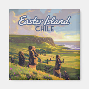Imã Ilha páscoa Chile Moai Rapa Nui Polinésia Retro