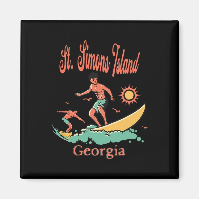 Imã Ilha St. Simons Geórgia Surfista Surfe Pescaria (Frente)