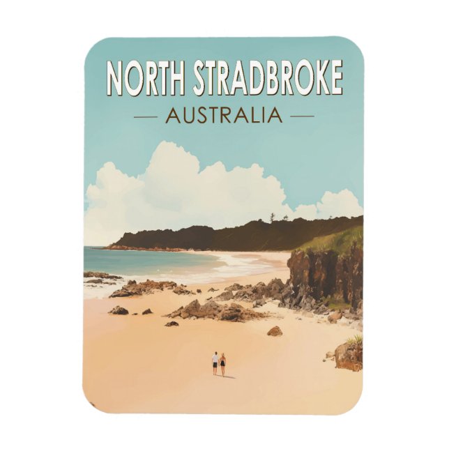 Ímã Ilha Stradbreak Norte Austrália Viagem Art Retro (Vertical)