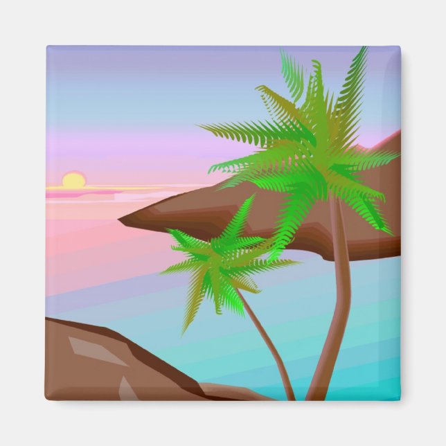 Imã Ilha Tropical Sunset Magnet (Frente)