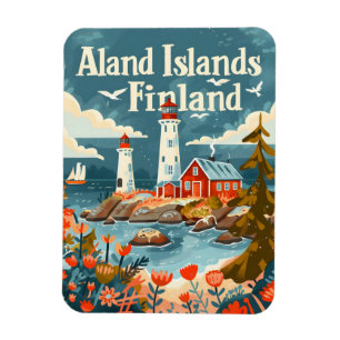 Ímã Ilhas Åland Finlândia Arte desenhada à mão