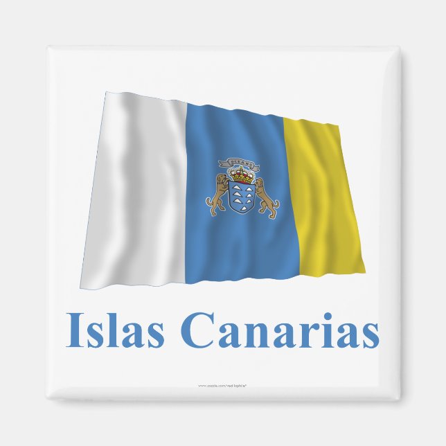 Imã Ilhas Canárias acenando pavilhão com nome em espan (Frente)