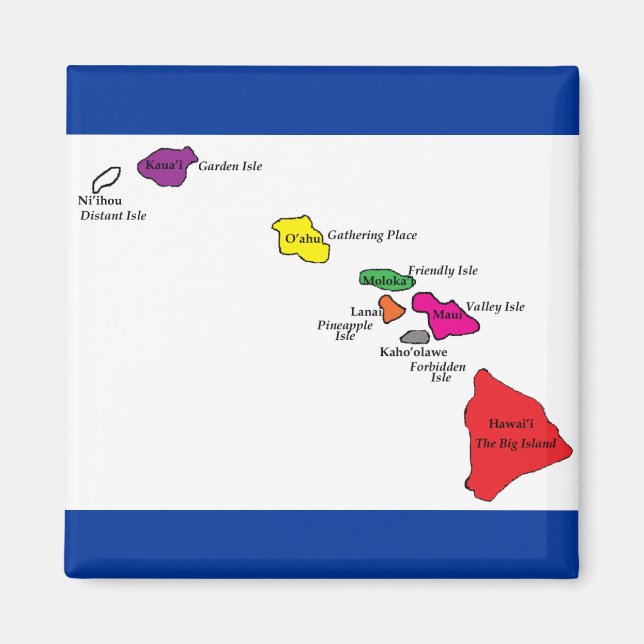 Imã Ilhas Havaianas - cor das suas Ilhas (Frente)