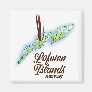 Imã Ilhas Lofoten, poster de esqui na Noruega.