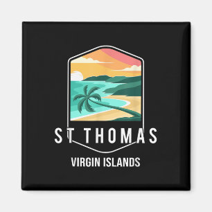 Imã Ilhas Virgens Americanas Beach Sunset Palm Tree Ru