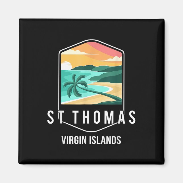 Imã Ilhas Virgens Americanas Beach Sunset Palm Tree Ru (Frente)