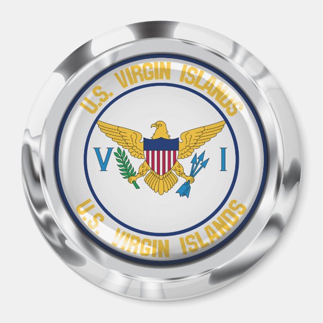Imã Ilhas Virgens Americanas Round Emblem (Frente)