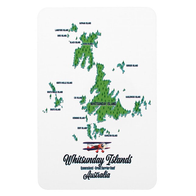 Ímã Ilhas Whitsunday Austrália mapa poster (Vertical)