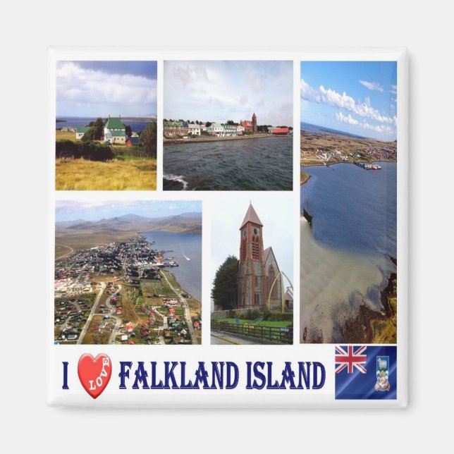 Imã Ilhas zFK003 FALKLAND I Love, Mosaic, Fridge (Frente)