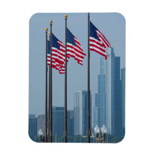 Ímã Illinois, Chicago. Navy Pier, bandeiras dos EUA ha