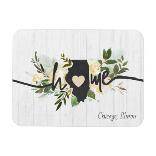 Ímã Illinois Estado Personalizado Sua Cidade Natal Rús