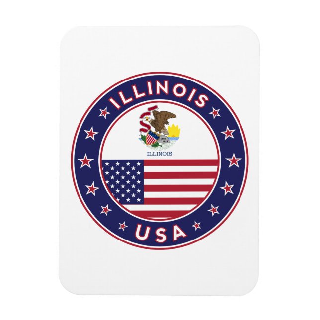 Ímã Illinois, Illinois t-shirt, Illinois sticker, (Vertical)