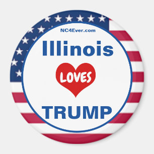 Imã Illinois LOVES TRUMP Patriotic Fridge