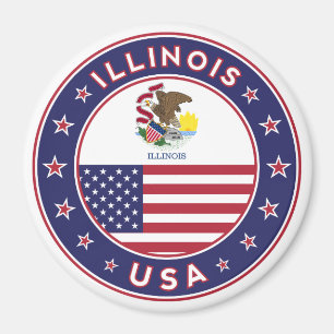 Imã Illinois, t-shirt de Illinois, adesivo de Illinois