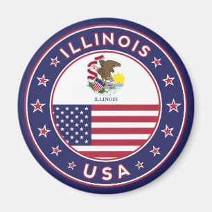 Imã Illinois, t-shirt de Illinois, adesivo de Illinois