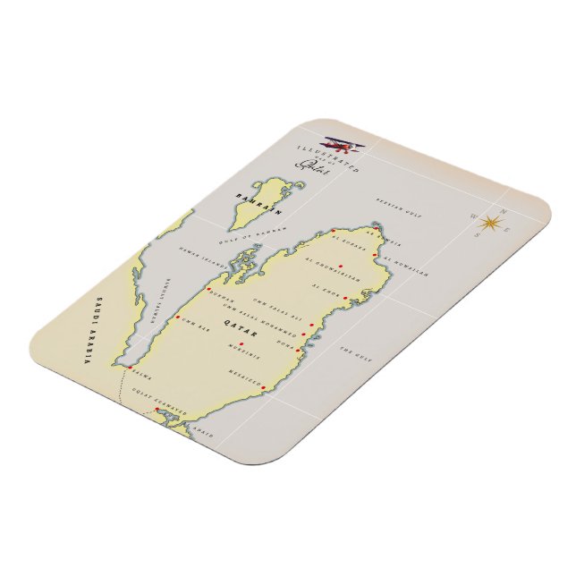 Ímã Illustrated map of Qatar (Left Side)
