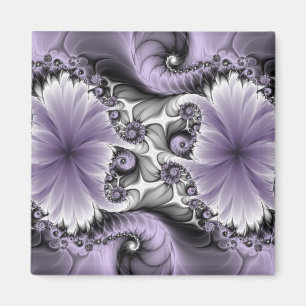 Imã Ilusão Lilás Arte Floral Abstrata Fantasia Fractal
